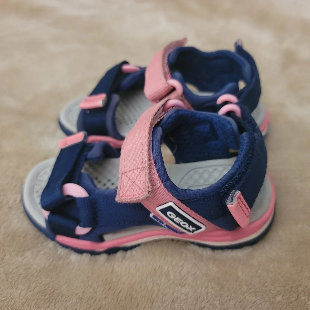 Geox Borealis Pink/Blue Sporty Triple Velcro Fastening Sandals Size 8 - Picture 3 of 8